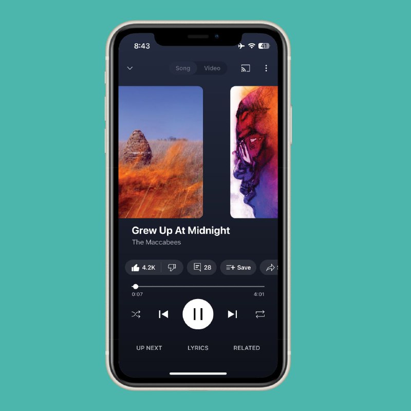 YT Music 在 iPhone 上添加了下一首/上一首歌曲滑动手势iOS 版 YouTube Music 的“正在播放”页面终于可以让用户滑动来选择下一首/上一首歌曲
