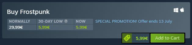 Steam 为欧洲部分地区提供过去 30 天的最低折扣价的显示