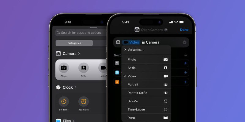 iOS 17 可让用户创建快捷操作来打开特定的相机应用模式开发者 Matthew Cassineli 指出的，最新 iOS 17 Beta 版中添加了新的快捷方式操作，用户可以使用捷径（Shortcuts）来打开相机的特定模式