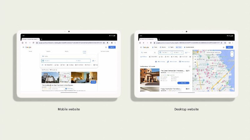在高端 Android 平板电脑上 Chrome 默认使用桌面模式谷歌今天宣布，在 10 英寸或以上显示屏和 8GB 或以上 RAM 的高端 Android 平板电脑上，现在默认启用桌面模式