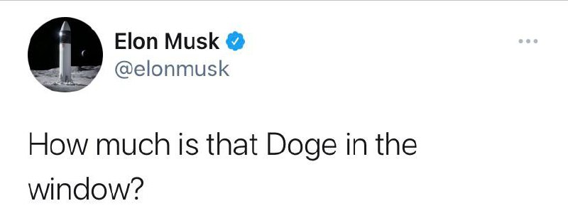 马斯克输入财富密码：How much is that Doge in the window?橱窗里的那只狗多少钱？狗币应声大涨！