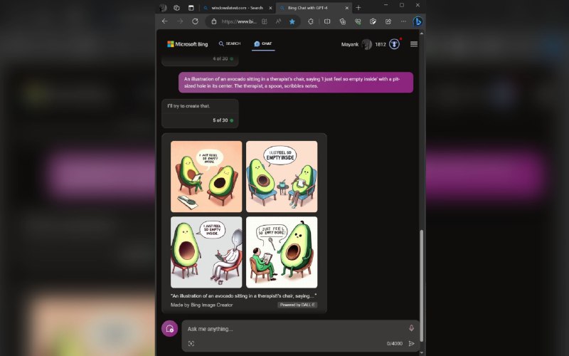 首先看看 ChatGPT 的 DALL·E 3 在微软 Bing Chat AI 中的情况根据微软的声明，Bing Chat 正在向“一小部分用户”推出 DALL·E 3，这是 OpenAI 文本到图像工具的升级版本