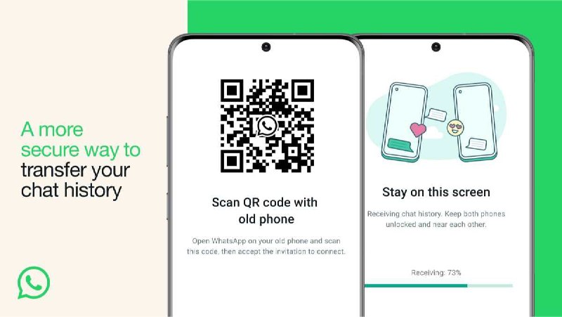 WhatsApp推出新的基于二维码的本地数据传输方法WhatsApp 今天推出了一种新的、更快的方法，可以通过基于二维码的方法将聊天从旧手机转移到新手机
