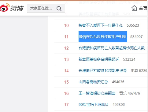 “微信在后台反复读取用户相册”上了微博热搜