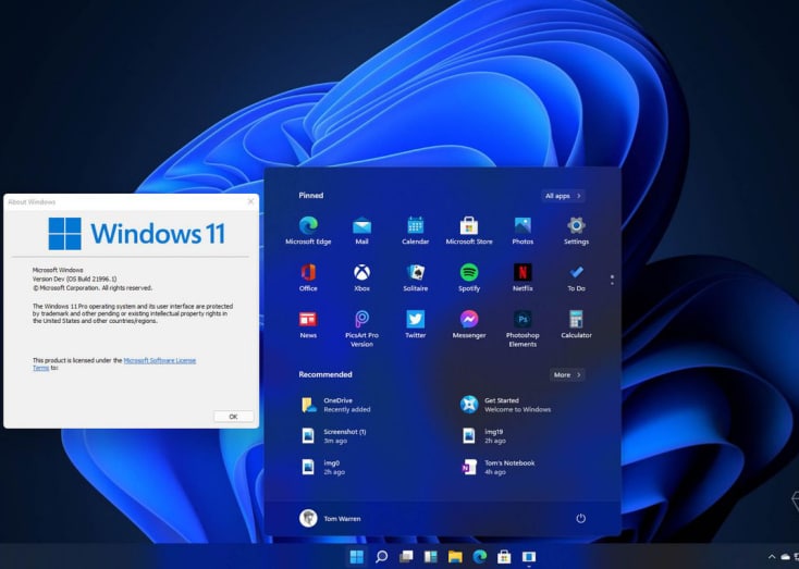 据说泄露的 Windows 11 用户界面