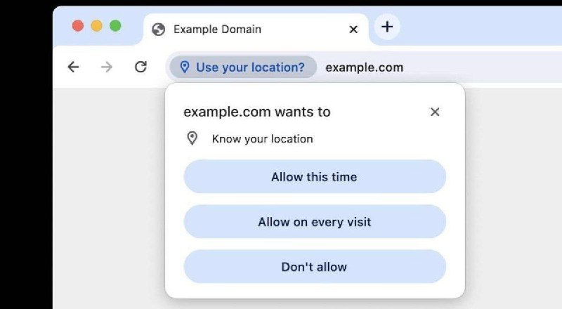 Chrome 浏览器为网站添加临时的“允许此次”权限选项与 Android 类似，当网站提示授予地理位置、摄像头或麦克风权限时，桌面版 Chrome 很快就会获得“允许此次”选项