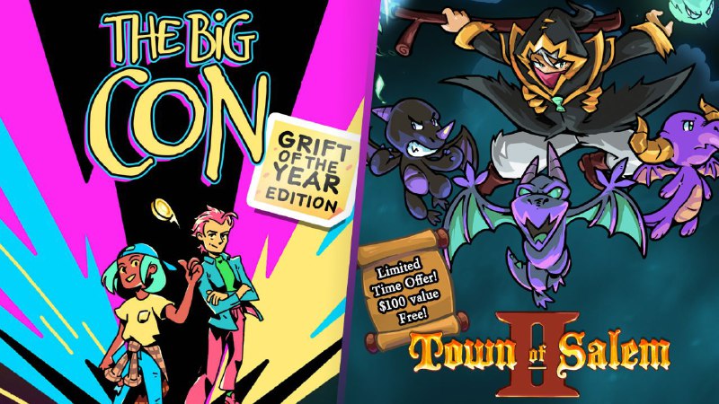 Epic喜加二：免费领取《The Big Con》《Town of Salem 2》Epic 本周限免《The Big Con / 诈欺娇娃》《Town of Salem2 / 塞勒姆小镇2 》截止日期：4 月 25 日Epic 下周限免：《INDUSTRIA》《莉莎：苦痛之旅》决定版——  Epic