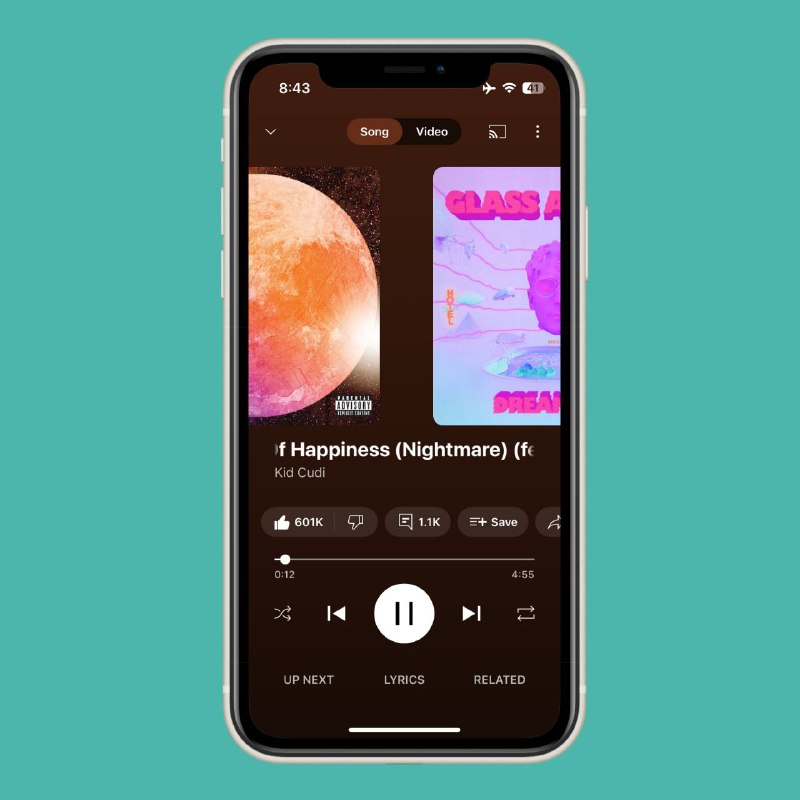YT Music 在 iPhone 上添加了下一首/上一首歌曲滑动手势iOS 版 YouTube Music 的“正在播放”页面终于可以让用户滑动来选择下一首/上一首歌曲