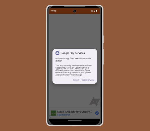 当尝试旁加载某些 Google 应用的更新时，Android 14 会发出警告Android 14 为应用商店引入了许多新功能，包括“更新所有权”API，该 API 允许应用商店声明对其安装的应用的所有权