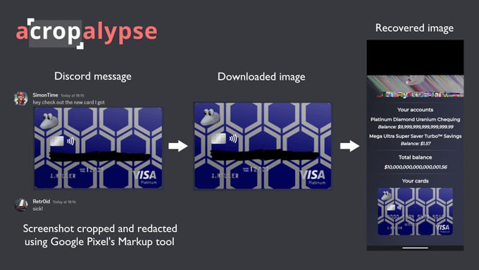 谷歌Pixel的内置屏幕截图编辑工具Markup存在严重的隐私漏洞，能够部分恢复被裁剪编辑过的屏幕截图