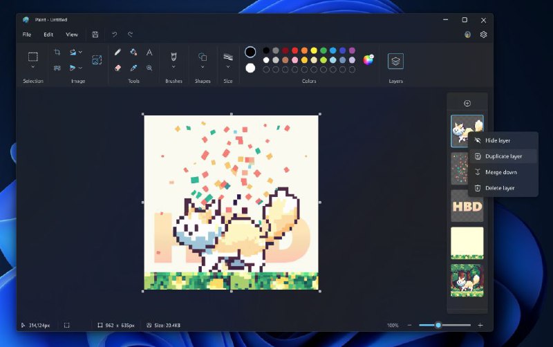 微软画图（Paint）应用更新增加了对图层和透明度的支持微软开始在 Canary 和 Dev 频道中向 Windows Insider 推出画图（Paint）应用更新（版本 11.2308.18.0 或更高版本）
