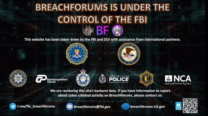 美国 FBI 再次查封 BreachForums 黑客论坛当地时间5月15日，联邦调查局 (FBI) 与国际执法机构联盟一起查获了臭名昭著的网络犯罪论坛 BreachForums