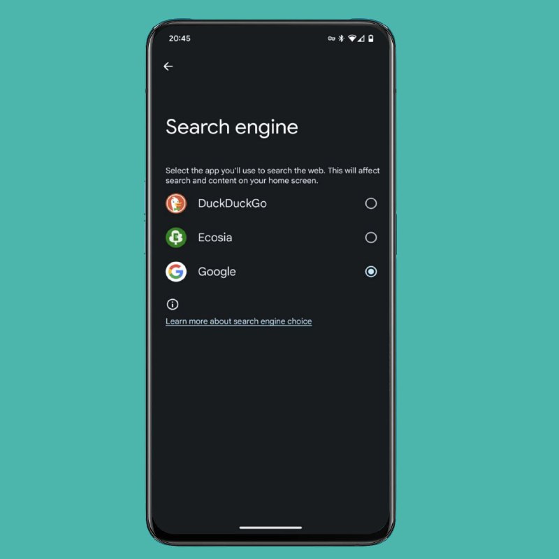 Pixel Launcher 开始推出新的“搜索引擎”设置页面，可让用户更改主屏幕搜索栏使用的搜索提供商随着欧盟《数字市场法案》生效，欧盟用户开始收到了来自「搜索引擎选择器」应用的通知，要求他们选择搜索引擎